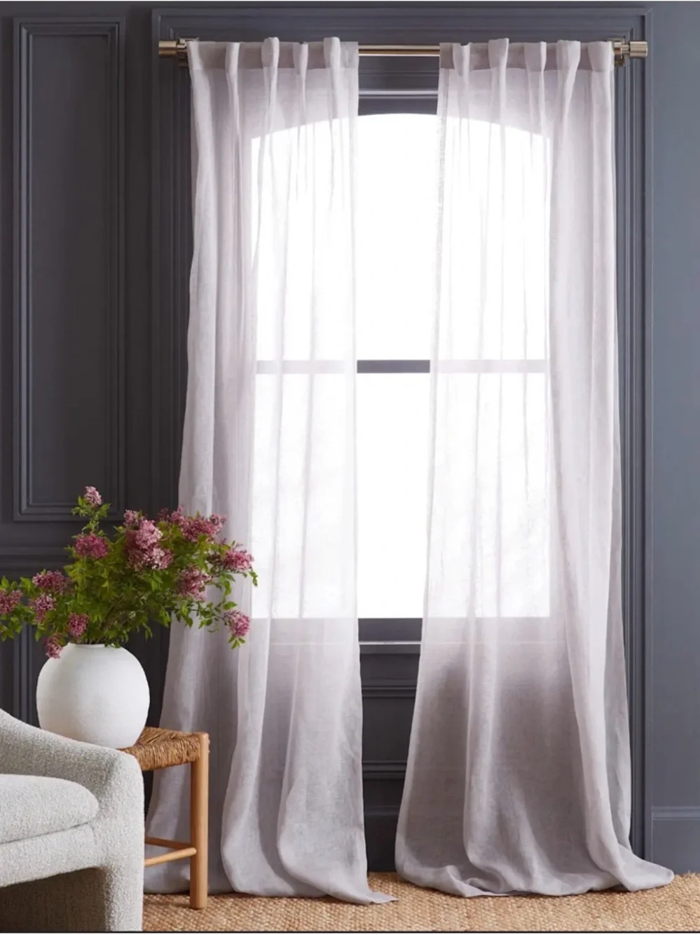 Quince European Linen Sheer Curtains Set of 2 Cloud 48x96